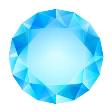 Blue clear diamond top view vector isolated illustration Stock Illustration