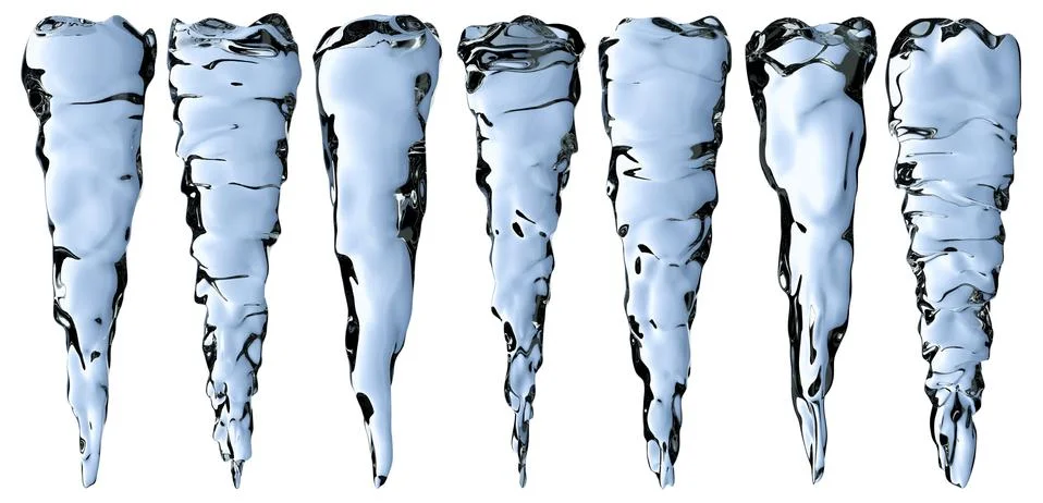 Blue clear icicles set Stock Illustration