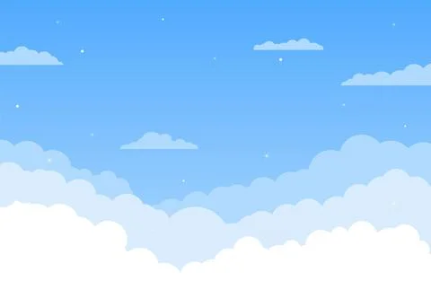 Blue Clear Sky Background with Clouds Stock Illustration