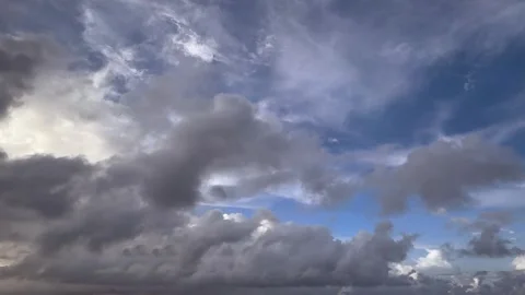 Blue Clear Sky White Fluffy Clouds Time Lapse, Timelapse Nature Summer Day Video stock 318807856