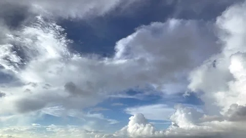 Blue Clear Sky White Fluffy Clouds Time Lapse, Timelapse Nature Summer Day Video stock 318807857
