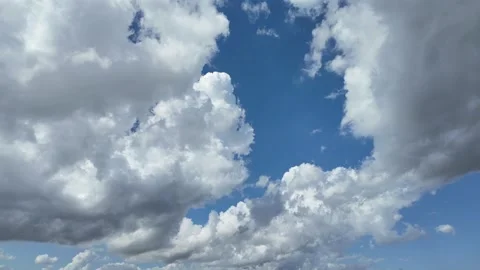 Blue Clear Sky White Fluffy Clouds Time Lapse, Timelapse Nature Summer Day Video stock 318807867
