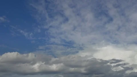 Blue Clear Sky White Fluffy Clouds Time Lapse, Timelapse Nature Summer Day Video stock 318807897