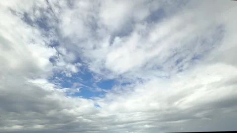 Blue Clear Sky White Fluffy Clouds Time Lapse, Timelapse Nature Summer Day Video stock 318807903