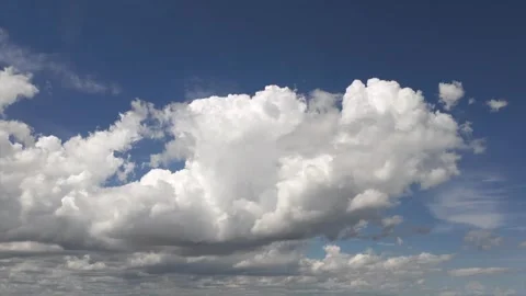 Blue Clear Sky White Fluffy Clouds Time Lapse, Timelapse Nature Summer Day Video stock 318807913