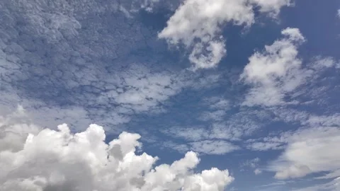 Blue Clear Sky White Fluffy Clouds Time Lapse, Timelapse Nature Summer Day Video stock 318807966