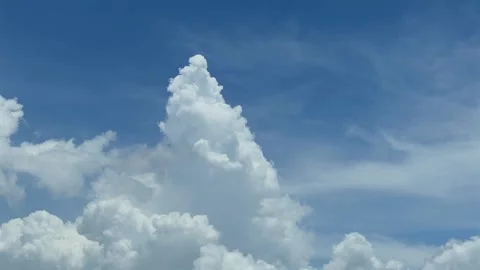 Blue Clear Sky White Fluffy Clouds Time Lapse, Timelapse Nature Summer Day Video stock 318807980