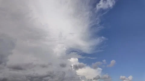Blue Clear Sky White Fluffy Clouds Time Lapse, Timelapse Nature Summer Day Video stock 318807984