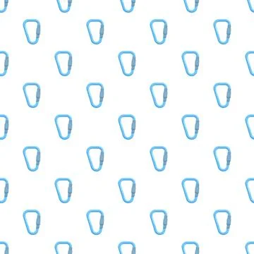 Blue climbing carabiner repeating pattern background Stock Illustration