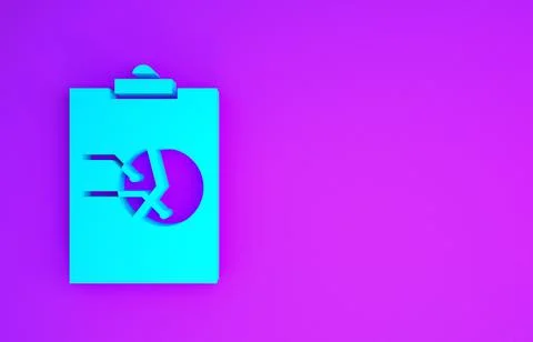 Blue Clipboard with graph chart icon isolated on purple background. Report te Stock Illustration