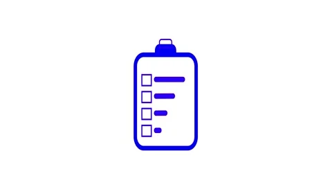 Blue clipboard icon with four empty checkboxes and lines on a animation whi.. Stock Footage 321862791