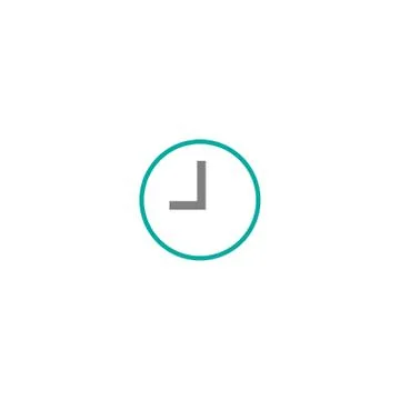 Blue clock with grey arrows. Flat line icon isolated on white. Illustrazione stock