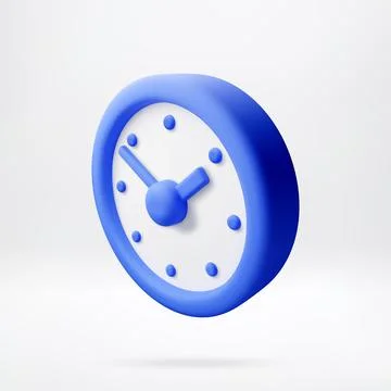 Blue clock icon in 3D style. Stock Illustration