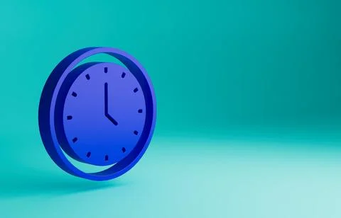 Blue Clock icon isolated on blue background. Time symbol. Minimalism concept. 3D イラスト素材