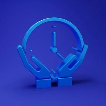 Blue Clock icon isolated on blue background. Time symbol. Minimalism concep.. Stock Illustration