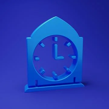 Blue Clock icon isolated on blue background. Time symbol. Minimalism concep.. Stock Illustration