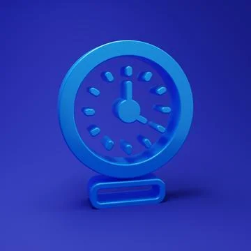 Blue Clock icon isolated on blue background. Time symbol. Minimalism concep.. 库存插图