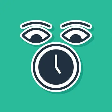 Blue Clock icon isolated on green background. Time symbol. Vector Stock Illustration