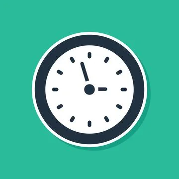 Blue Clock icon isolated on green background. Time symbol. Vector 스톡 일러스트