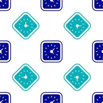 Blue Clock icon isolated seamless pattern on white background. Time symbol Stock Illustration