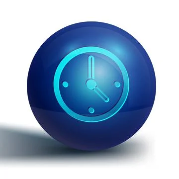 Blue Clock icon isolated on white background. Time symbol. Blue circle button Stock Illustration