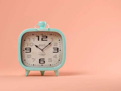 Blue clock on pink background 3D illustration Illustration