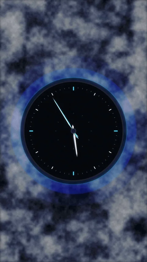 Blue clock timelapse on cloudy sky Stock Footage 347050002