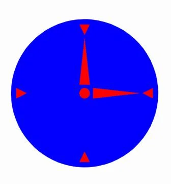 Blue clock vector with red indicators Stock Illustration