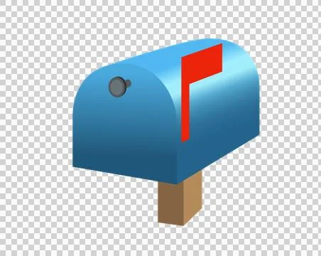 Blue close mailbox, letterbox, postbox icon with red raised flag Stock Illustration