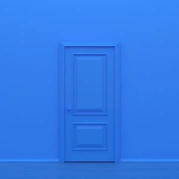 Blue closed door. Frame on Blue Wall in the Empty Room. Interior Design Eleme Stock Illustration
