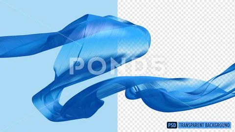 Blue cloth flying the wind isolated on transparency background 3d render PSD Template