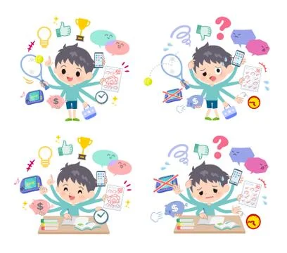 Blue clothing boy mulch task Illustrazione stock