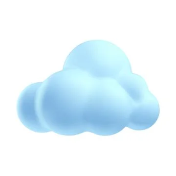 Blue cloud 3D plastic style vector icon, cartoon weather forecast cloudy symbol Stock Illustration