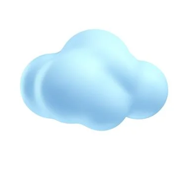 Blue cloud 3D plastic style vector icon, cartoon weather forecast cloudy symbol Stock Illustration