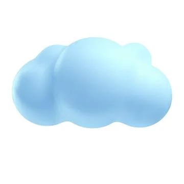 Blue cloud 3D plastic style vector icon, cartoon weather forecast cloudy symbol Stock Illustration