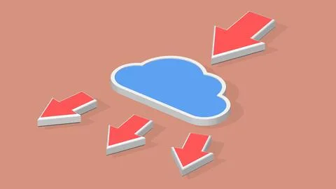 Blue cloud in 3d space for data exchange. Illustrazione stock