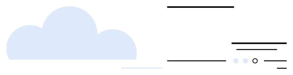 Blue cloud alongside horizontal lines and small dots suggesting a loading or  Stock Illustration