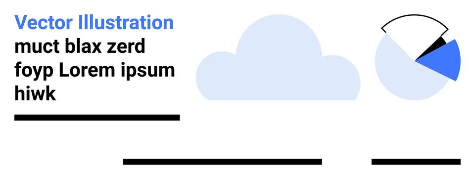 Blue Cloud and Pie Chart Graphic with Text Elements for Data Visualization Stock Illustration