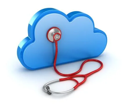 Blue Cloud and Red Stethoscope Stock Photos