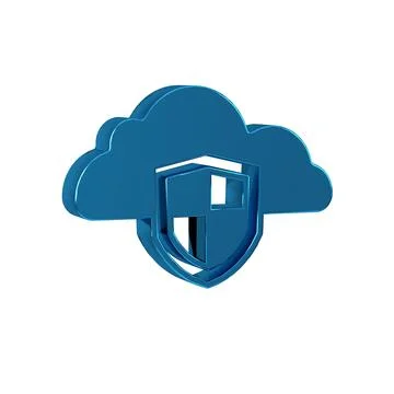 Blue Cloud and shield icon isolated on transparent background. Cloud storag.. Stockillustratie