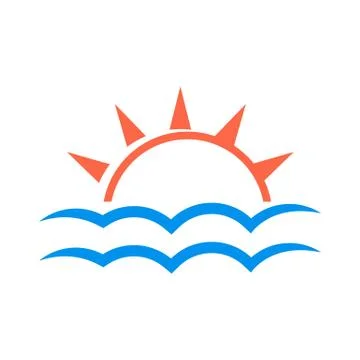 Blue cloud and sun logo a clear sky icon design vector graphic concept illust Stock Illustration