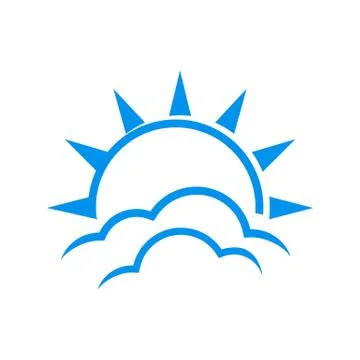 Blue cloud and sun logo a clear sky icon design vector graphic concept illust Stock Illustration