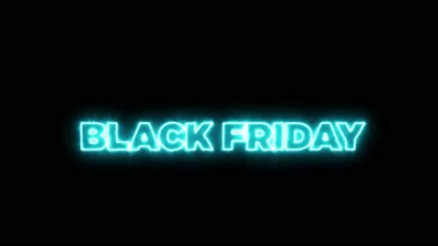 Blue Cloud "BLACK FRIDAY" Text on the Black Background. Darken Mode. 4K Stock Footage 142317859