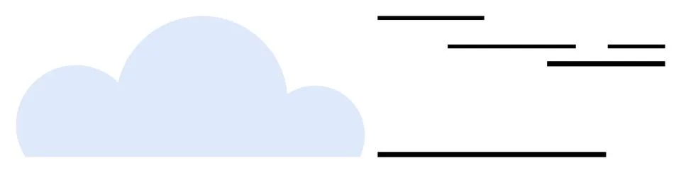 Blue cloud with black lines on a white background. Ideal for weather symbols, Stock Illustration