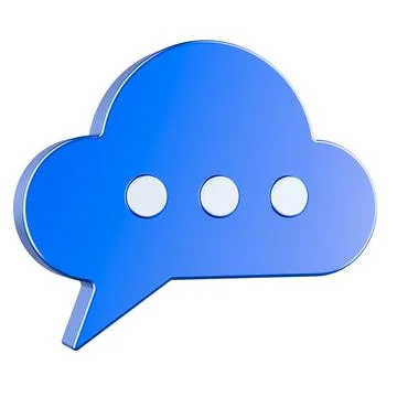 Blue cloud chat icon with three dots. 3D rendering Stock Illustration
