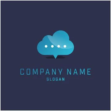 Blue Cloud Chat Logo Inspirations Template Stock Illustration