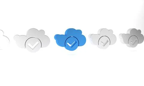 Blue Cloud with check mark icon isolated on white background. Cloud storage.. Stock Illustration
