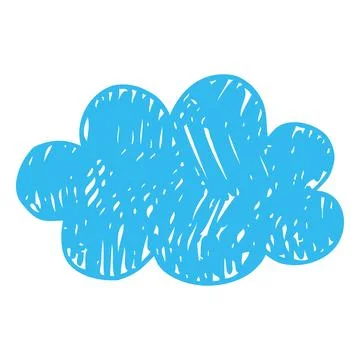A blue cloud, a childs drawing with chalk, pencil, or marker. Stock Illustration