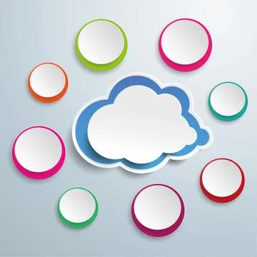 Blue cloud with colored circles Stock Illustration