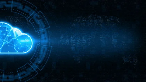Blue cloud computing with circle on maps background and futuristic technology Stock Footage 152674157